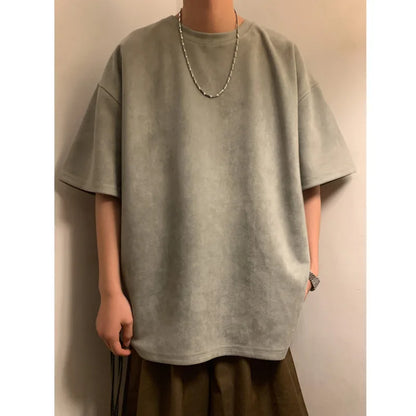 Oversized Retro Suede T-Shirt For Men