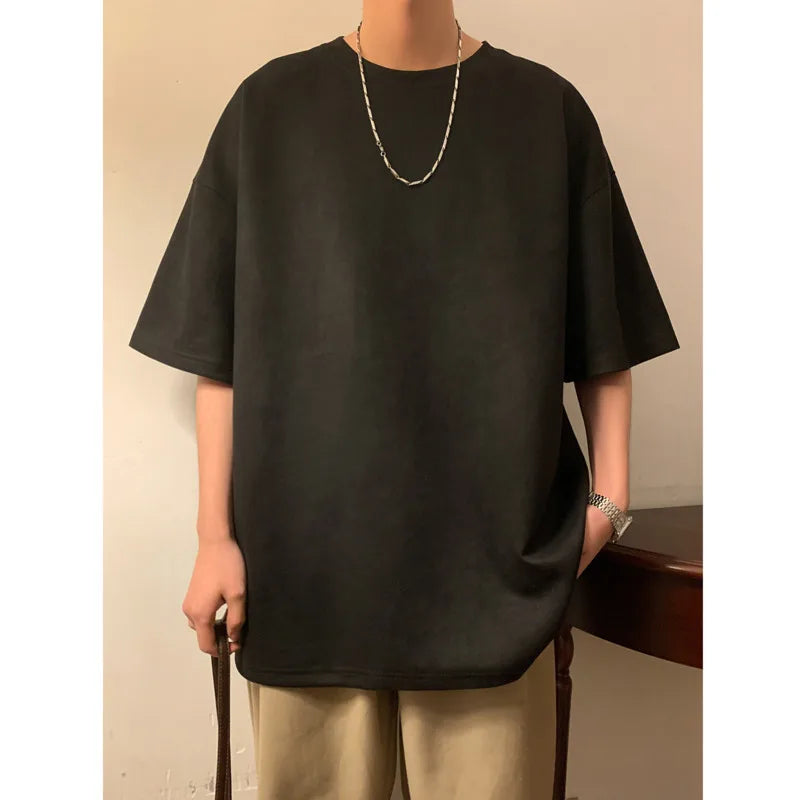 Oversized Retro Suede T-Shirt For Men