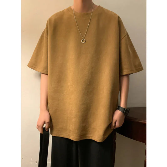 Oversized Retro Suede T-Shirt For Men