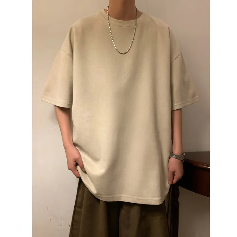 Oversized Retro Suede T-Shirt For Men