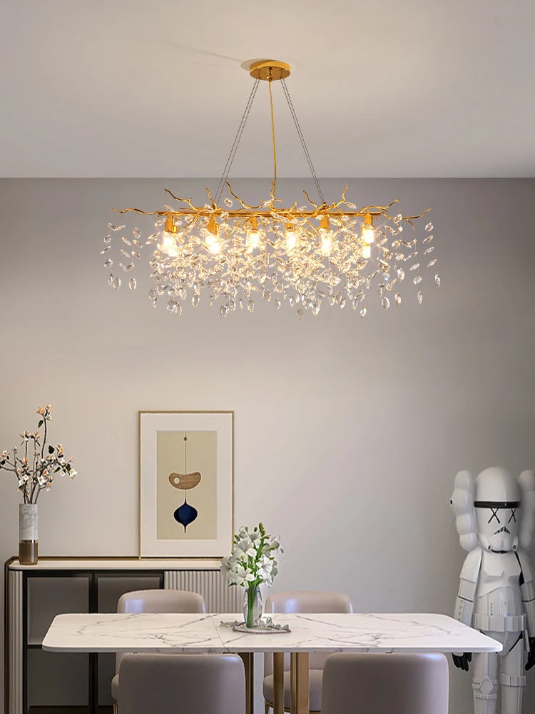 Golden Dimmable Water Drop Chandelier