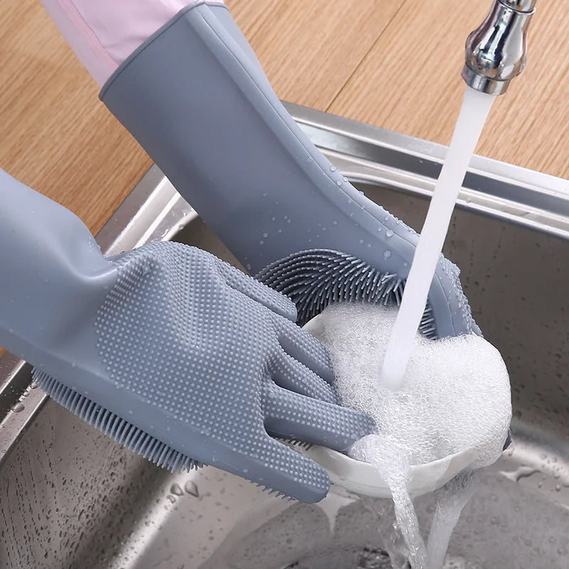 Magic Silicone Rubber Dish Washing Gloves