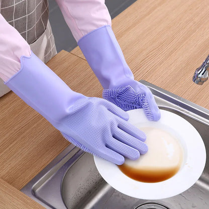 Magic Silicone Rubber Dish Washing Gloves