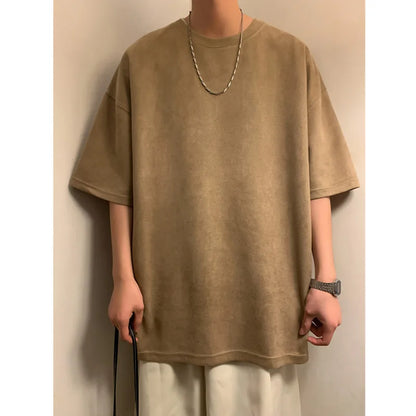 Oversized Retro Suede T-Shirt For Men