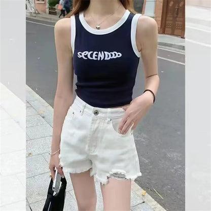 Embroidered Letter Crop Top