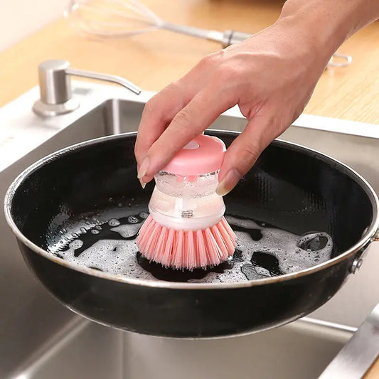 Handheld Dish Brush With Liquid Soap Dispenser